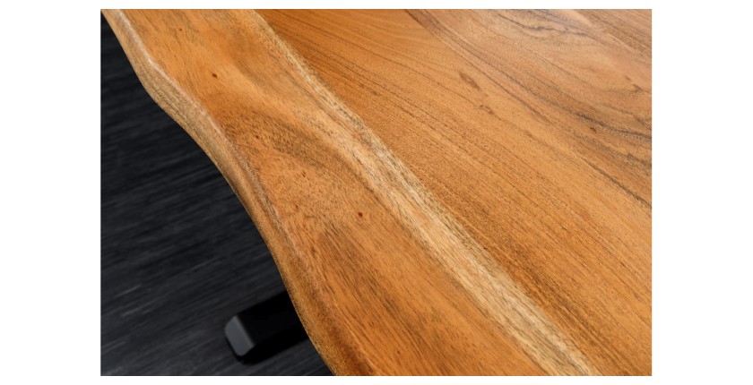 Zoom rapproché sur le bureau ARKAYA 120cm réglable en hauteur en acacia