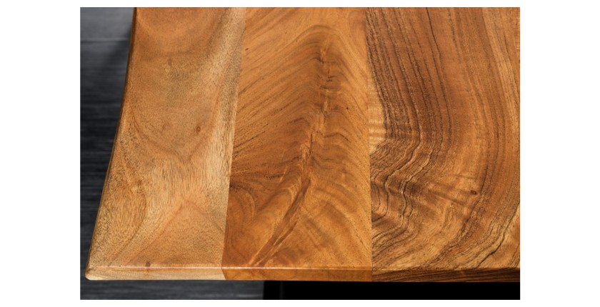 Zoom sur la texture du plateau du bureau ARKAYA 120cm réglable en hauteur en acacia