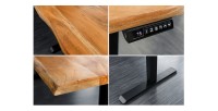 Zoom sur les détails du bureau ARKAYA 120cm réglable en hauteur en acacia