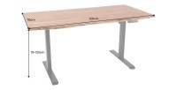 Bureau ARKAYA 120cm réglable en hauteur en acacia dimensions