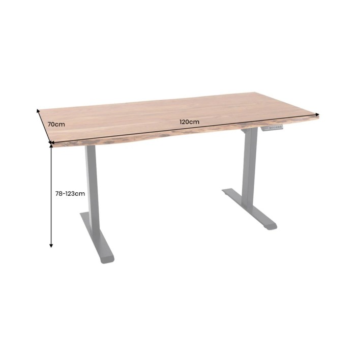 Bureau ARKAYA 120cm réglable en hauteur en acacia dimensions