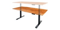 Zoom sur la réglabilité du bureau ARKAYA 120cm réglable en hauteur en acacia
