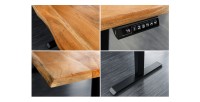 Zoom sur les détails du bureau ARKAYA 140cm en acacia réglable en hauteur