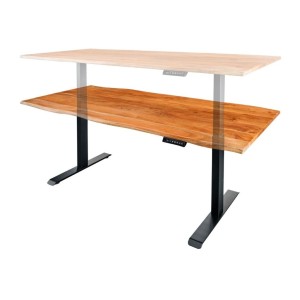 Zoom sur la réglabilité du bureau ARKAYA 140cm en acacia réglable en hauteur