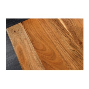 Zoom sur le coin du bureau ARKAYA 140cm en acacia réglable en hauteur