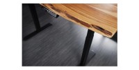 Zoom sur la tranche du bureau ARKAYA 140cm en sheesham réglable en hauteur