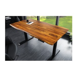 Bureau ARKAYA 140cm en sheesham réglable en hauteur vu de haut