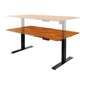 Zoom sur la réglabilité du bureau ARKAYA 140cm en sheesham réglable en hauteur