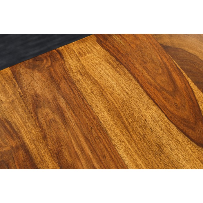 Zoom sur le plateau du bureau ARKAYA 140cm en sheesham réglable en hauteur