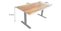 Bureau ARKAYA 140cm en sheesham réglable en hauteur dimensions