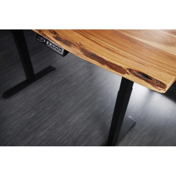 Scrivania elettrica di alta gamma ARKAYA 160 cm in acacia massiccio con bordo naturale smussato – Altezza regolabile