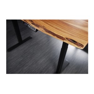 Zoom sur la tranche du bureau ARKAYA 160cm en acacia réglable en hauteur