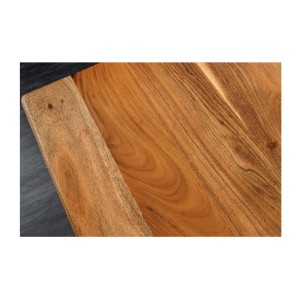 Zoom sur le coin du plateau du bureau ARKAYA 160cm en acacia réglable en hauteur