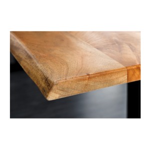 Zoom sur le coin du bureau ARKAYA 160cm en acacia réglable en hauteur