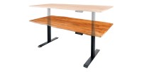 Zoom sur la réglabilité du bureau ARKAYA 160cm en acacia réglable en hauteur