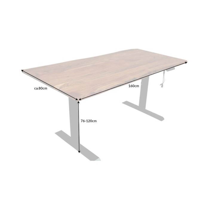 Bureau ARKAYA 160cm en acacia réglable en hauteur dimensions