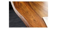 Zoom sur la tranche du bureau ARKAYA 160cm en sheesham réglable en hauteur