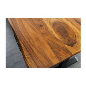 Zoom sur le plateau du bureau ARKAYA 160cm en sheesham réglable en hauteur