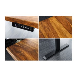 Zoom sur les détails du bureau ARKAYA 160cm en sheesham réglable en hauteur