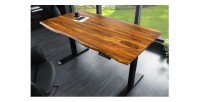 Bureau ARKAYA 160cm en sheesham réglable en hauteur vu de haut