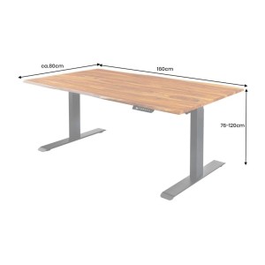 Bureau ARKAYA 160cm en sheesham réglable en hauteur dimensions