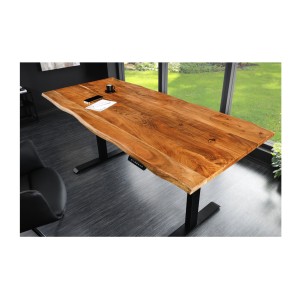 Bureau ARKAYA 180cm en acacia réglable en hauteur vu de haut