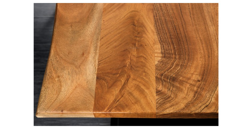 Zoom sur le coin du bureau ARKAYA 180cm en acacia réglable en hauteur