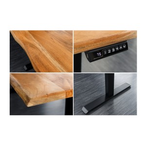 Zoom sur les détails du bureau ARKAYA 180cm en acacia réglable en hauteur