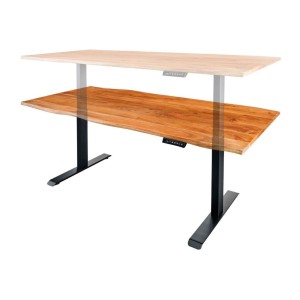 Zoom sur la réglabilité du bureau ARKAYA 180cm en acacia réglable en hauteur