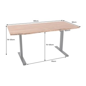 Bureau ARKAYA 180cm en acacia réglable en hauteur dimensions