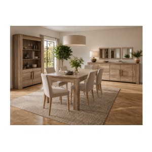 Vitrine FARRA sans LED avec la table, le buffet et les miroirs FARRA en situation
