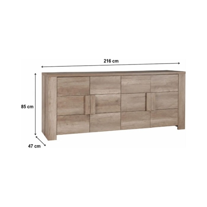 Grand buffet FARRA – 4 porte – Rovere Dab Canyon – 216 x 85 x 47 cm