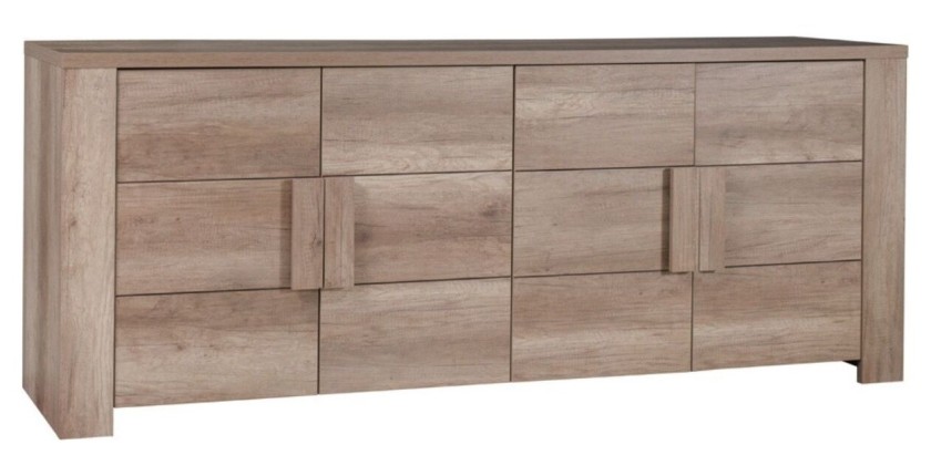 Esszimmer FARRA: Buffet, Vitrine, 3 Spiegel und Tisch mit LED