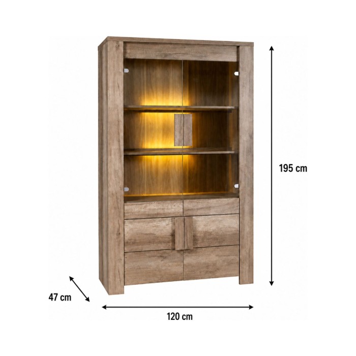 Dimensions de la vitrine FARRA avec LED