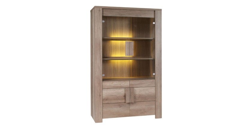 Esszimmer FARRA: Buffet, Vitrine, 3 Spiegel und Tisch mit LED