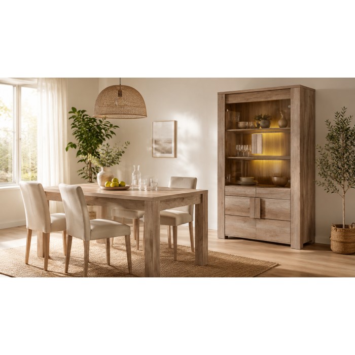 Vitrine et table FARRA en situation