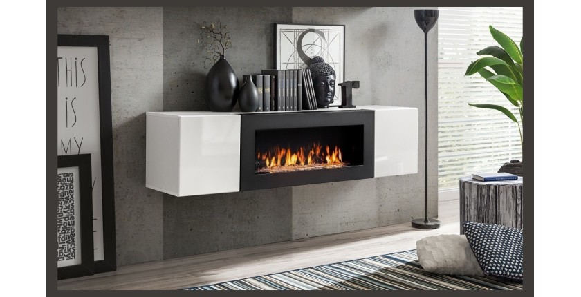 Mueble TV FLY cachemira – con chimenea bioetanol integrada