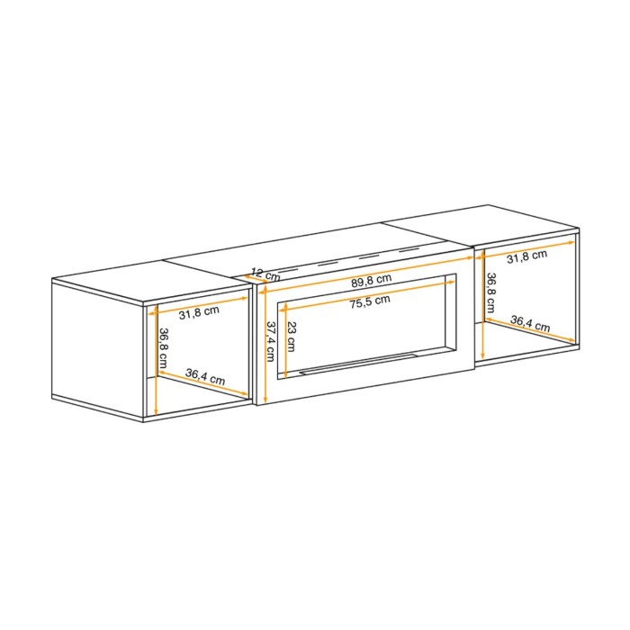 Mueble TV FLY blanco – con chimenea de bioetanol integrada