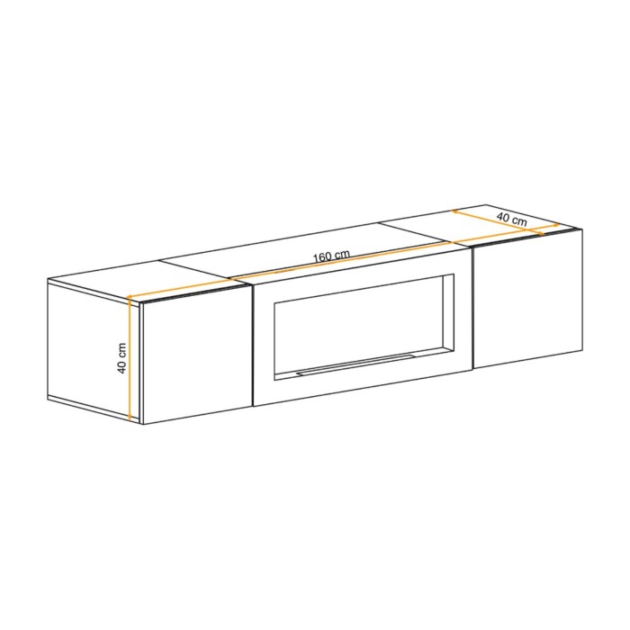 Mueble TV FLY blanco – con chimenea de bioetanol integrada