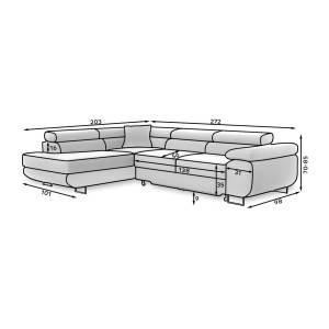 Canapé d’angle convertible MENTON beige et marron bouclé – 4 places avec coffre