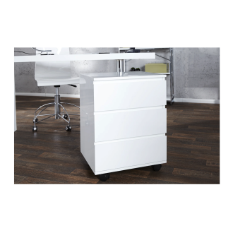 Caisson de bureau SVEA blanc avec roulettes vu en situation