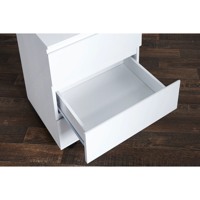 Caisson de bureau SVEA 3 tiroirs sur roulettes – Blanc brillant – 45 x 63 x 40 cm