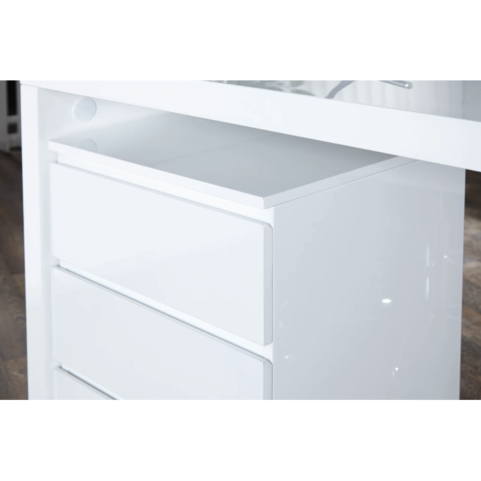 Caisson de bureau SVEA 3 tiroirs sur roulettes – Blanc brillant – 45 x 63 x 40 cm