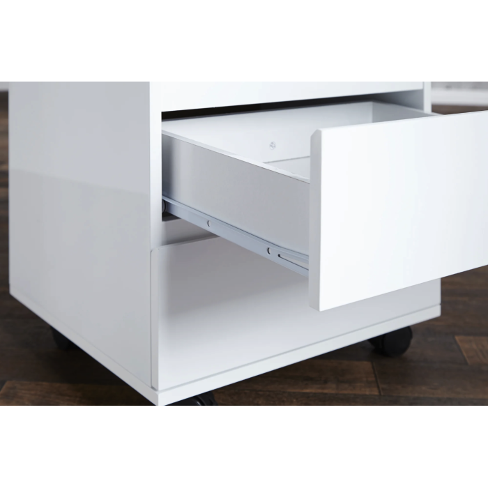 Caisson de bureau SVEA 3 tiroirs sur roulettes – Blanc brillant – 45 x 63 x 40 cm