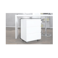 Caisson de bureau SVEA 3 tiroirs sur roulettes – Blanc brillant – 45 x 63 x 40 cm