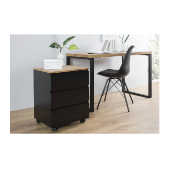 Caisson de bureau ZENTOR noir et chêne vu éloignée