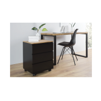 Caisson de bureau ZENTOR 3 tiroirs sur roulettes – Noir et aspect bois – 46 x 63 x 40 cm
