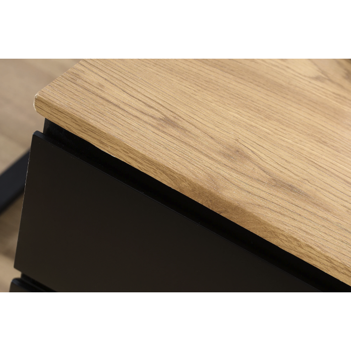 Caisson de bureau ZENTOR 3 tiroirs sur roulettes – Noir et aspect bois – 46 x 63 x 40 cm