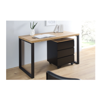 Caisson de bureau ZENTOR noir et chêne vu sous un bureau