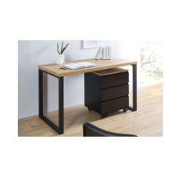 Caisson de bureau ZENTOR 3 tiroirs sur roulettes – Noir et aspect bois – 46 x 63 x 40 cm
